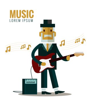 Takım ve gitar çalmak şapka müzisyen.