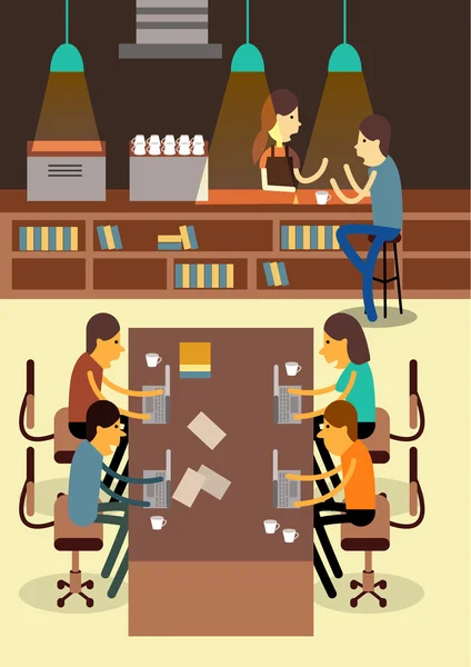 Espacio de co-trabajo. Comunicación creativa . — Vector de stock