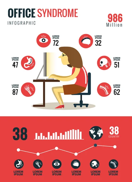 Síndrome de oficina Infografías . — Archivo Imágenes Vectoriales