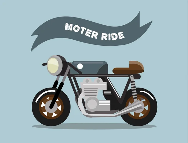 Moto de la vieja escuela. Estilo Vintage Rider. elemento de diseño plano — Vector de stock