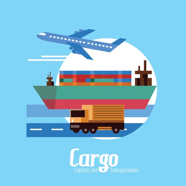 Carga, logística y transporte. elementos de diseño plano. vecto — Vector de stock