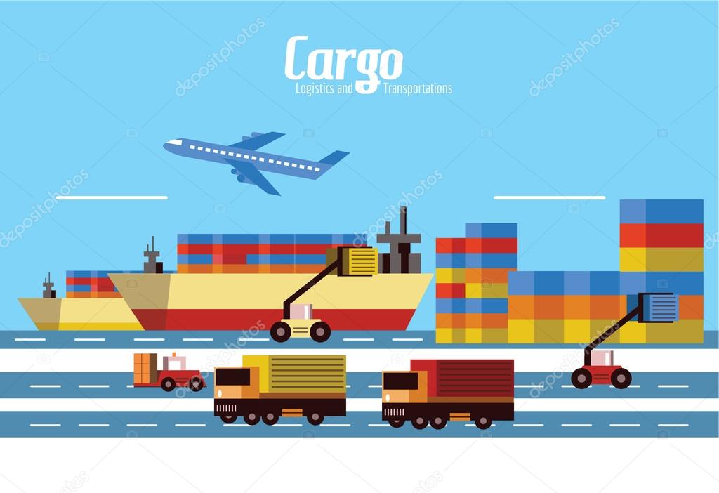 Cargo, Logistics and transportation. flat design elements. vecto