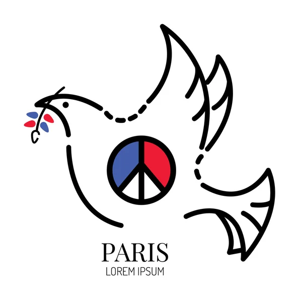 Símbolo da paz Paris com pomba . — Vetor de Stock