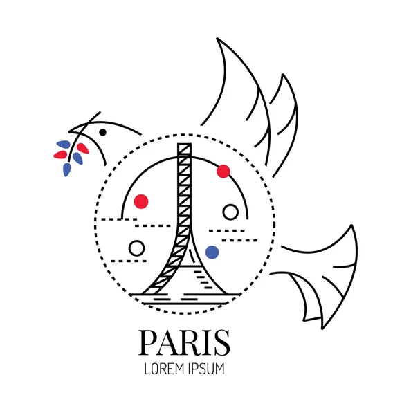 Priez pour Paris.colombe de paix avec tour Eiffel Signe . — Image vectorielle