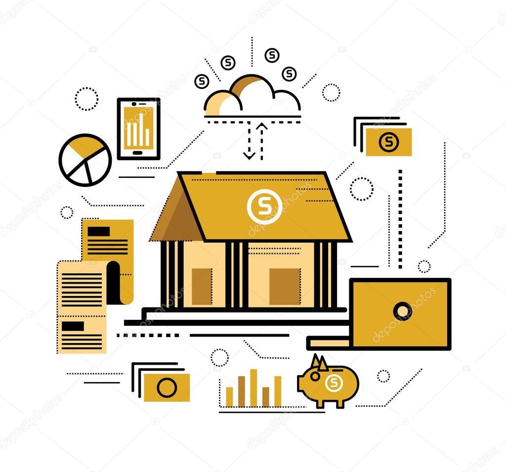 Flat thin line design elements. vector illustration