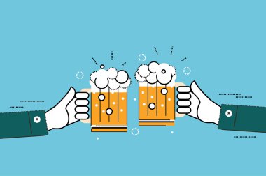 Two businessmen toasting glasses of beer. clipart
