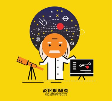 Astronom retraktör teleskop ile.