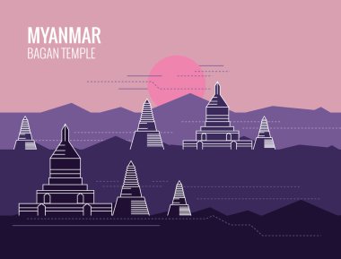 Sunrise Bagan tapınakta. hedef sahne Myanmar.