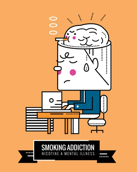 Smoking Addiction. Nicotine a mental illness. — Stock Vector