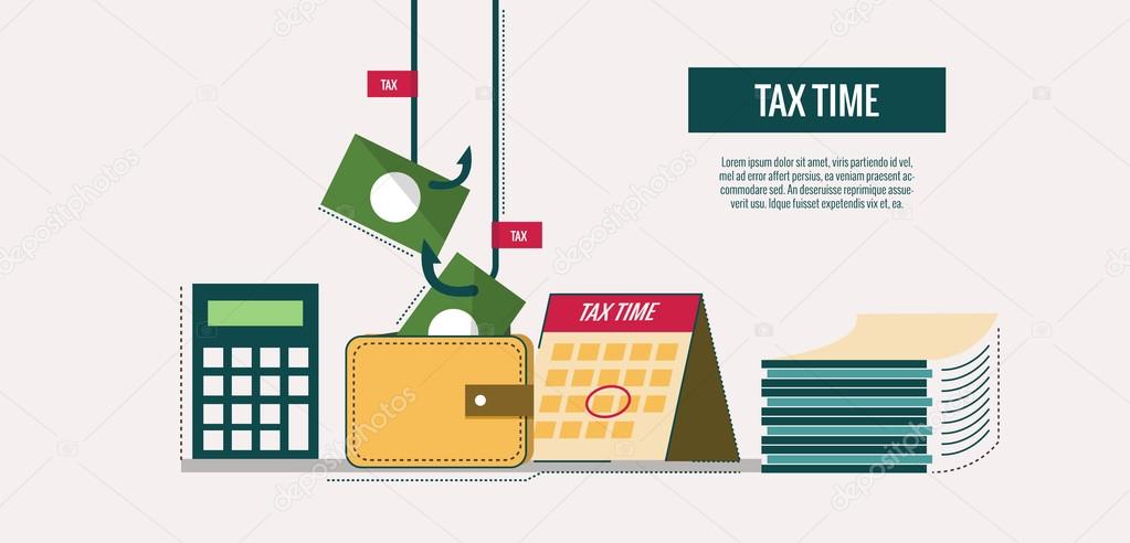 Tax time concept. website banner, template, poster, icons.