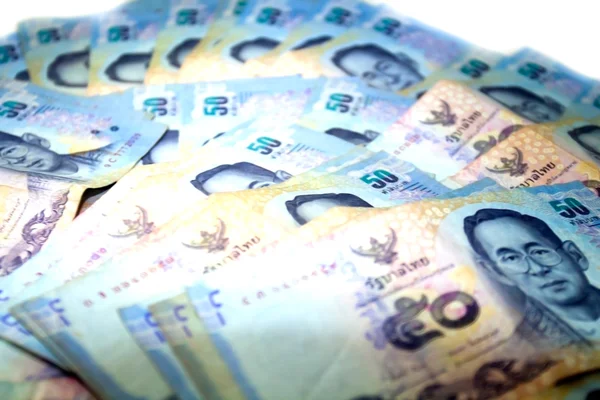 Tajski Banknot 50 bahtów wydrukować materiał z tekstura — Zdjęcie stockowe