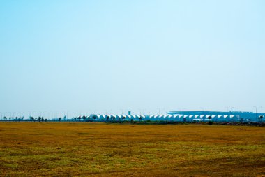 boş peyzaj doğal çöl mavi gökyüzü arka plan ile