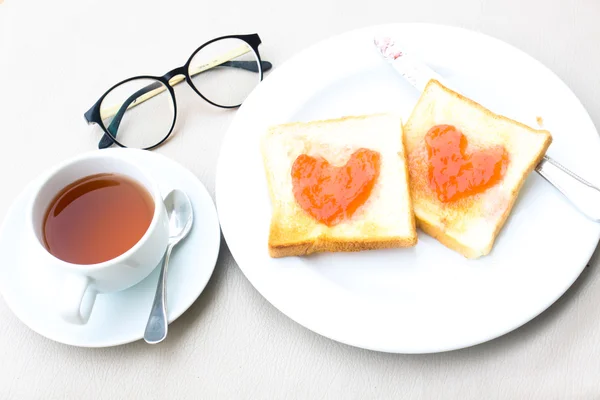 Coffee breakfast set with bread — Stock Photo, Image