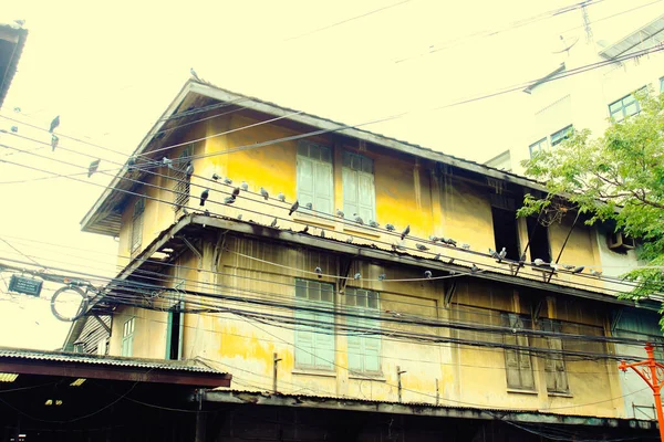 Velho Bangkok Chinês Rua Cidade Vista Destruído Edifício Cidade Velha — Fotografia de Stock