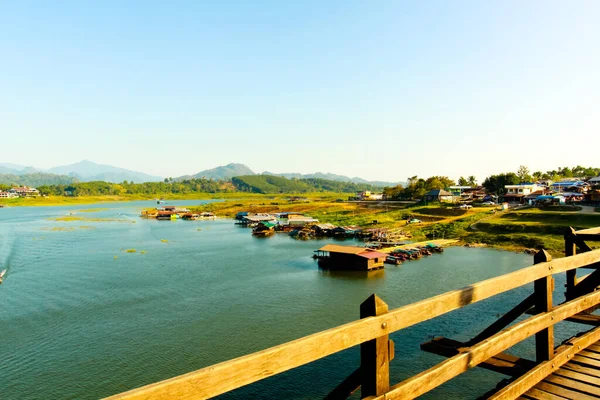 Viejo Puente Madera Largo Sapan Mon Turistas Populares Del Lugar —  Fotos de Stock