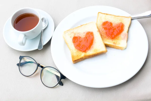 Kaffee Frühstücksset Mit Brot — Stockfoto