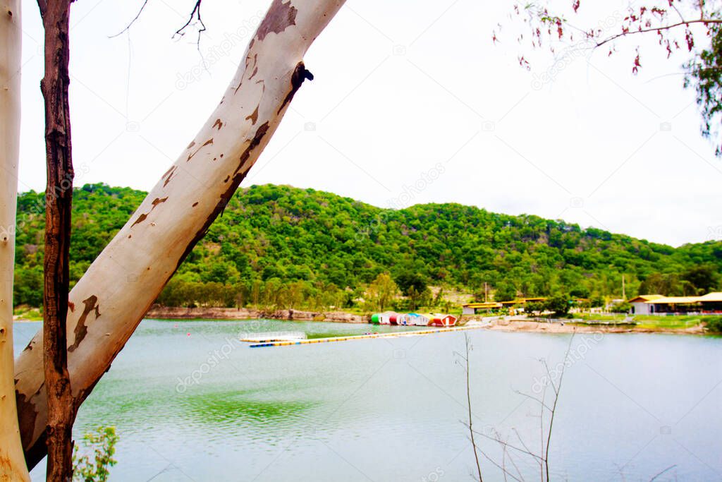 Natural green mountain water lake view at Thailand