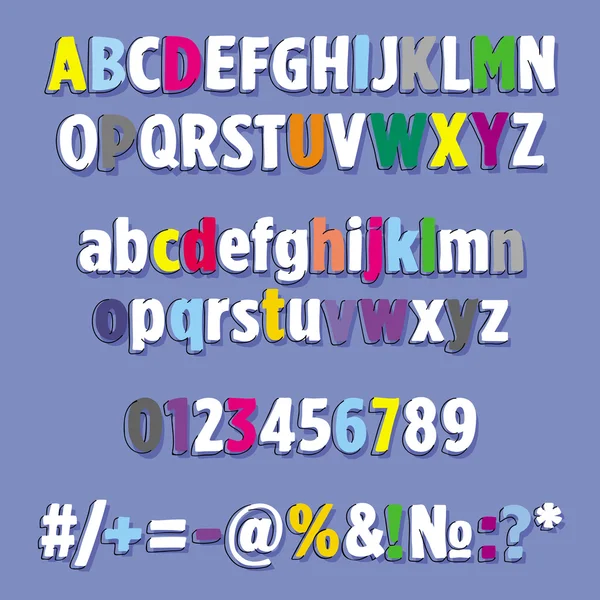 Alphabet, Buchstabensatz Regenbogen — Stockvektor