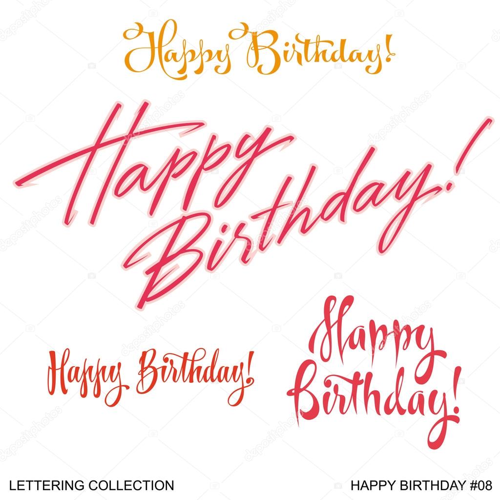 Happy Birthday greetings hand lettering set 8 (vector)