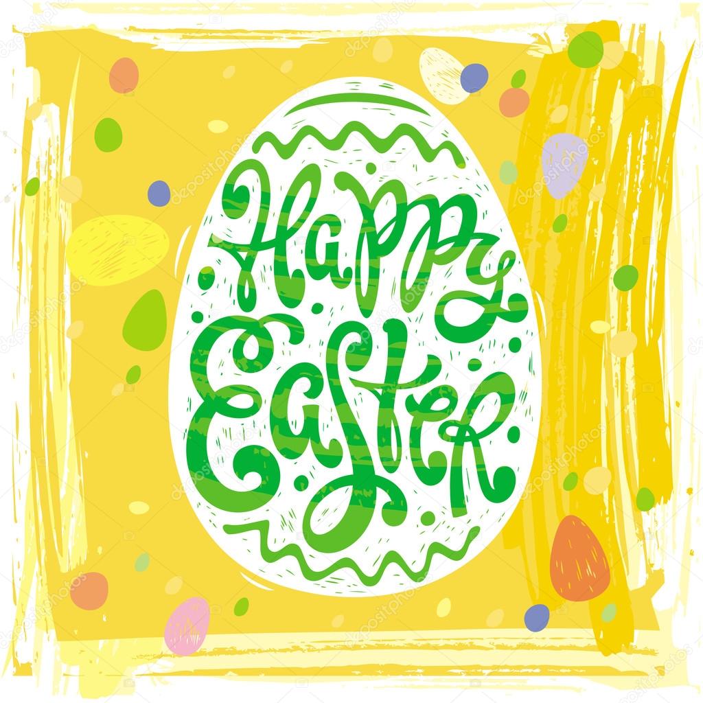 Happy Easter greeting card design labels with egg