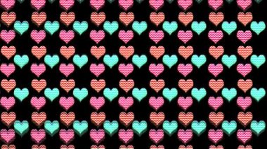  Çok renkli kalp şeklinde soyut hareket eden arkaplan