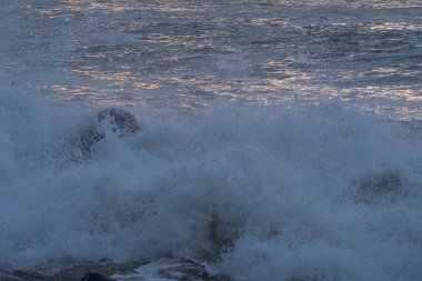 Dalgalar Karadeniz 'de tetrapodlara çarpıyor