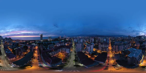 360 Panorama Night City View Drone — 스톡 사진