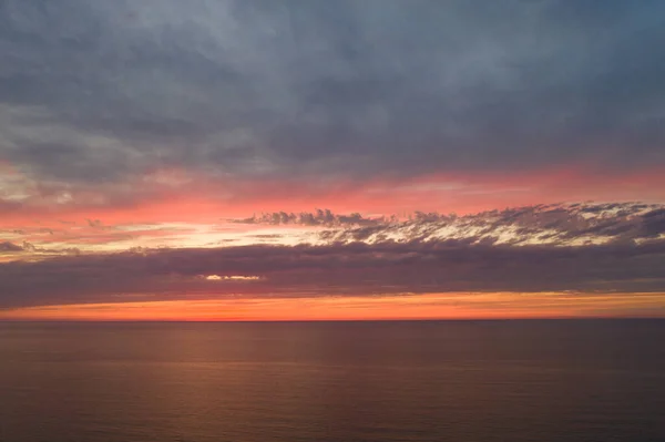 Belle Vue Sur Coucher Soleil Orange Depuis Drone — Photo