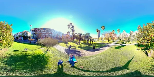 Batumi Georgia March 2021 360 Man Taking Pictures Autumn Park — Foto de Stock