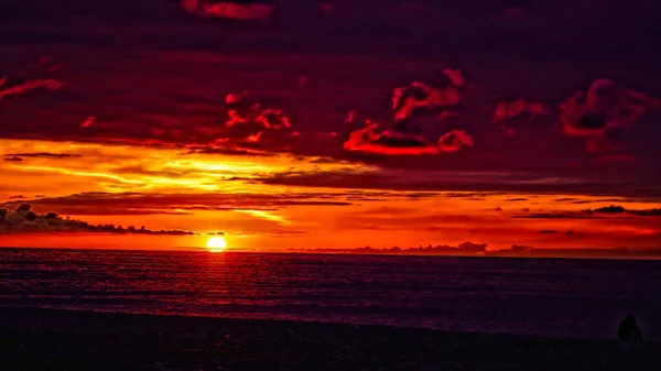 Beautiful Orange Sunset Black Sea April — Stock Photo, Image