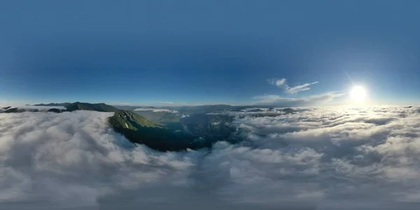 360 Aerial View White Clouds Blue Sky View Drone Aerial — Stock Photo, Image