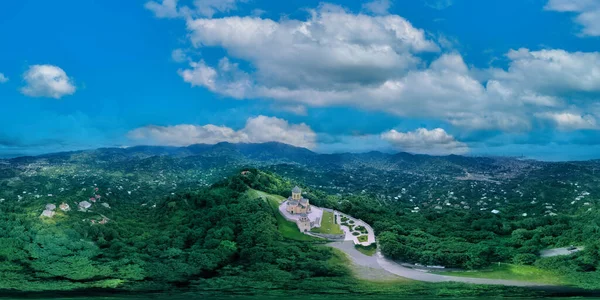 360 Luchtzicht Het Bos Bergen Zomer Landschap Met Een Drone — Stockfoto