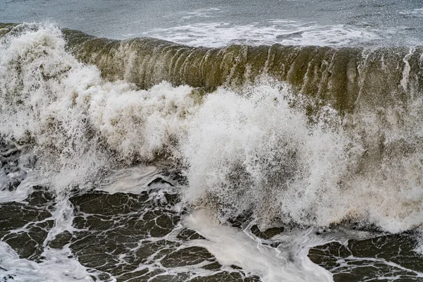 Zee Met Grote Golven Tijdens Een Storm Avond — Stockfoto