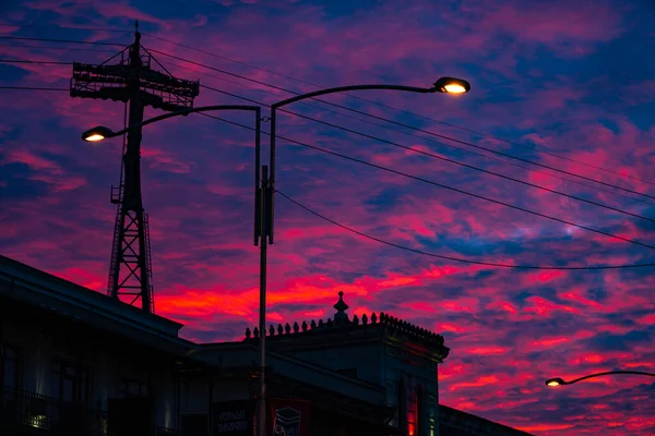 Beautiful Orange Sunset Background City — Stock Photo, Image