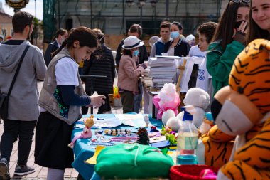 Batumi, Gürcistan - 23 Nisan 2021: Dünya Kitap Başkenti onuruna olaylar