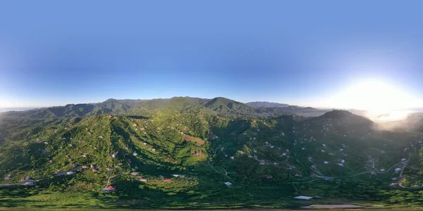 360 Vrmountains Bosque Casas Vista Desde Dron — Foto de Stock