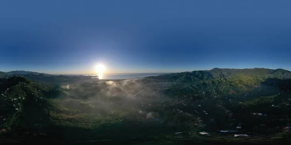 360 Puesta Sol Sobre Vista Mar Desde Dron —  Fotos de Stock