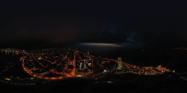 360 Noční Pohled Město Dronu — Stock fotografie
