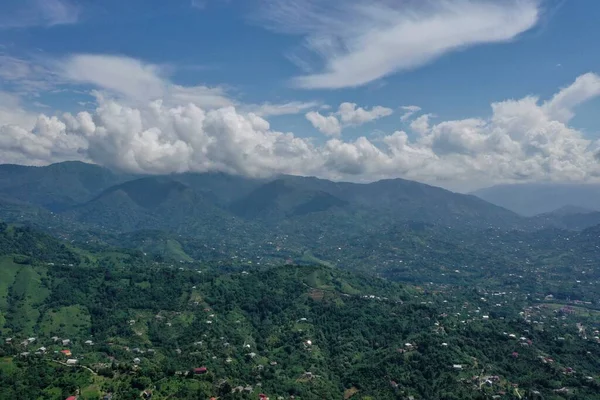 Vue Sur Les Montagnes Forêt Village Depuis Drone — Photo