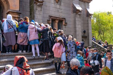 Batumi, Gürcistan - 25 Nisan 2021: Batumi 'de Tanrı' nın Kudüs 'e Ortodoks bayramı