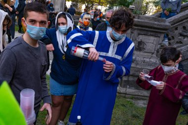 Batumi, Gürcistan - 25 Nisan 2021: Batumi 'de Tanrı' nın Kudüs 'e Ortodoks bayramı