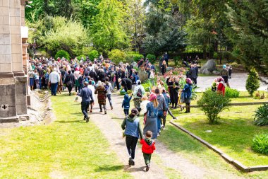 Batumi, Gürcistan - 25 Nisan 2021: Batumi 'de Tanrı' nın Kudüs 'e Ortodoks bayramı