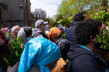 Batumi, Gürcistan - 25 Nisan 2021: Batumi 'de Tanrı' nın Kudüs 'e Ortodoks bayramı