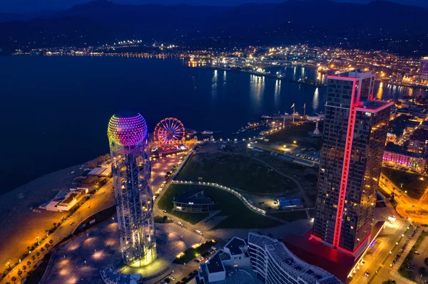 Batumi Georgia Abril 2021 Vista Aérea Ciudad Nocturna — Foto de Stock