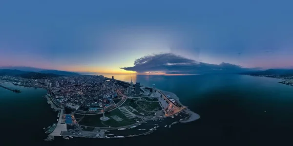 Batumi Georgia Április 2021 Aero Kilátás Éjszakai Város — Stock Fotó
