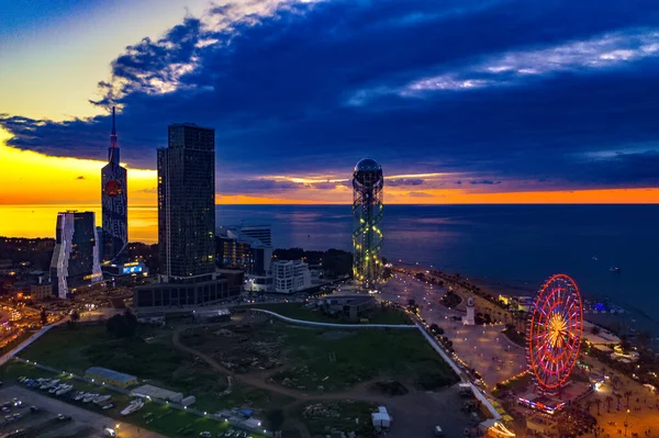 Batumi Georgië April 2021 Aero Uitzicht Nachtstad — Stockfoto