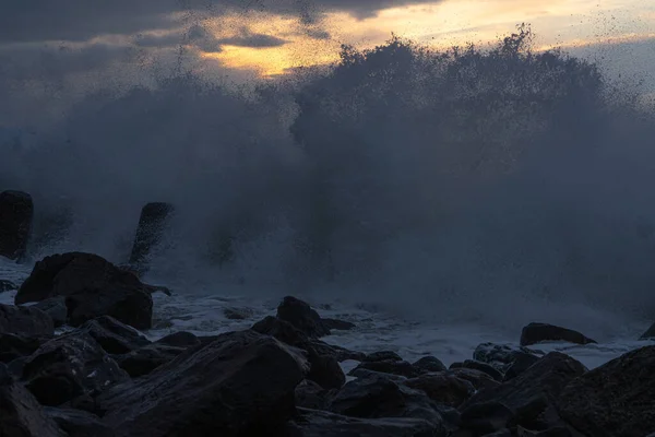 Vagues Sur Mer Noire Coucher Soleil — Photo
