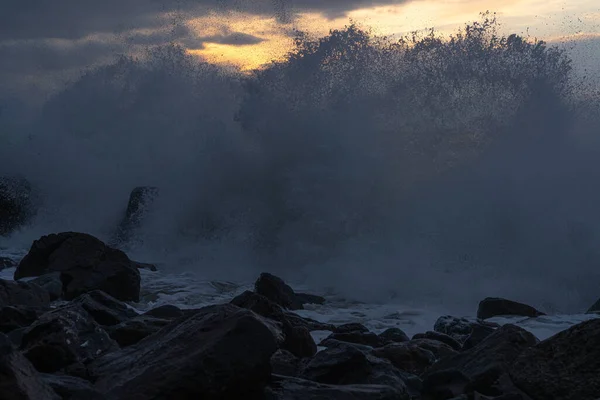 Ondas Mar Negro Durante Pôr Sol — Fotografia de Stock