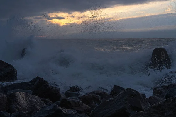 Onde Sul Mar Nero Durante Tramonto — Foto Stock