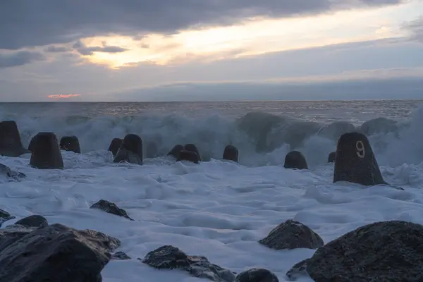 Olas Mar Negro Atardecer — Foto de Stock